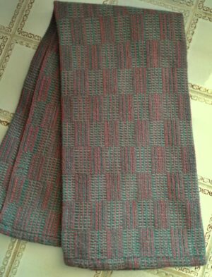 Handwoven Towel in Teal and Raspberry Wine