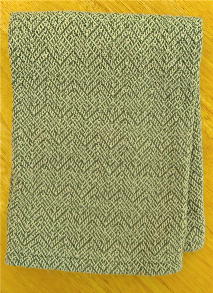 Handwoven Towel - Green and Oyster White